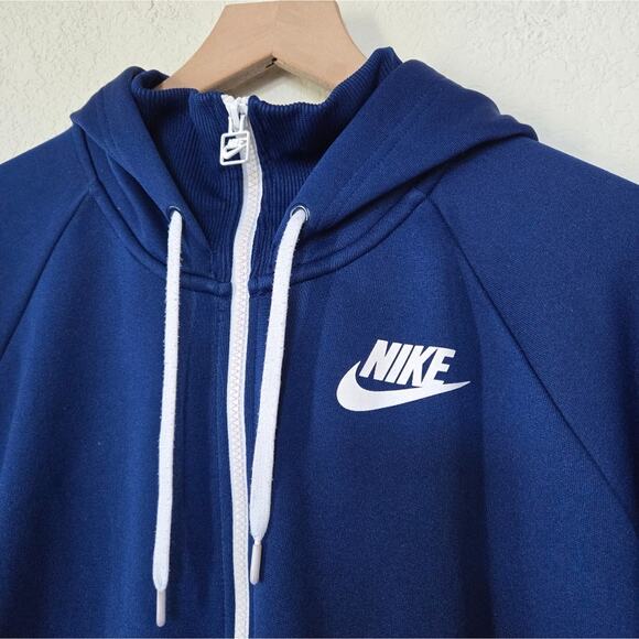 Nike Track Jacket Full Zip Hoodie Size Large Blue White Black Stripe Soccer - Picture 4 of 8